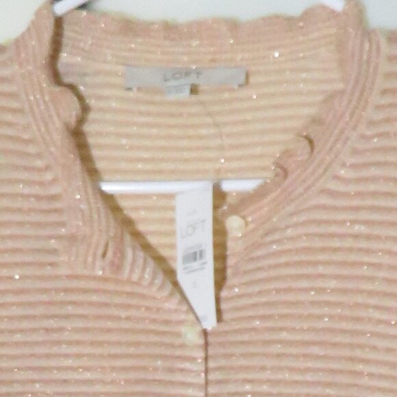 Loft Small Women's Peach and gold stripe cardigan - Picture 2 of 2